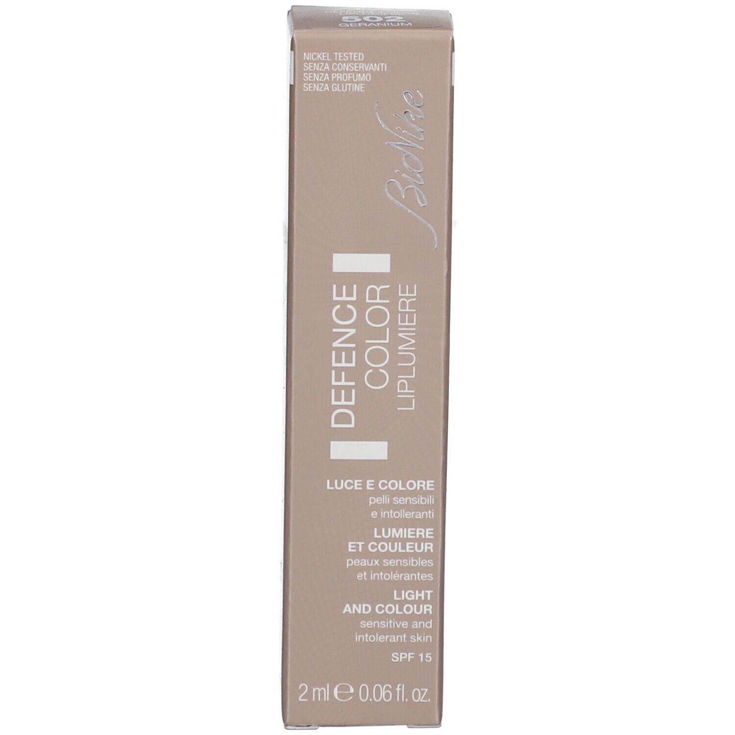 BioNike DEFENCE COLOR LIPLUMIERE LIGHT AND COLOUR 502 GERANIUM