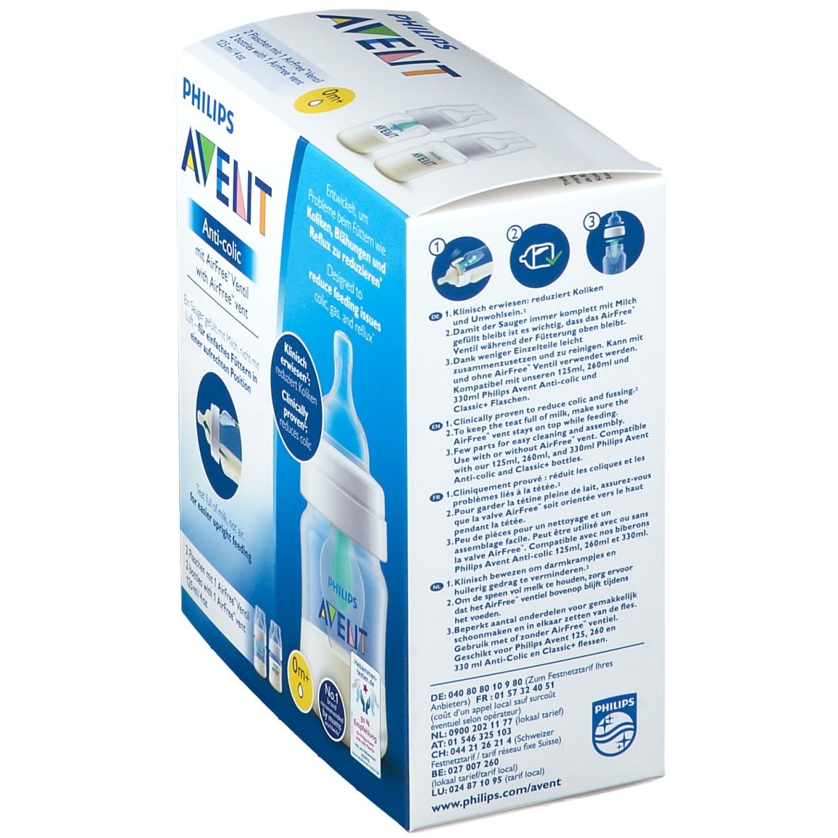 AVENT Biberon Anti-colic 125 ml + 260 ml 0+ mois 2 pc(s) - Redcare Apotheke
