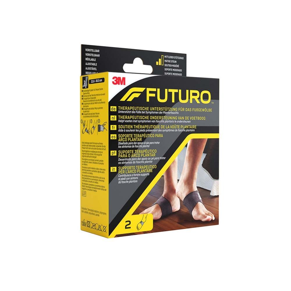 FUTURO™ Fußgewölbe-Unterstützung. Schwarze Bandagen, verpackt in einer Schachtel. Größe: 21.6-30.5cm.