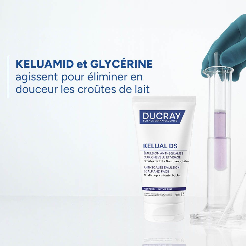 Ducray Kelual DS Anti-Schuppen Emulsion für Kopfhaut und Gesicht. Flasche mit 50ml.
