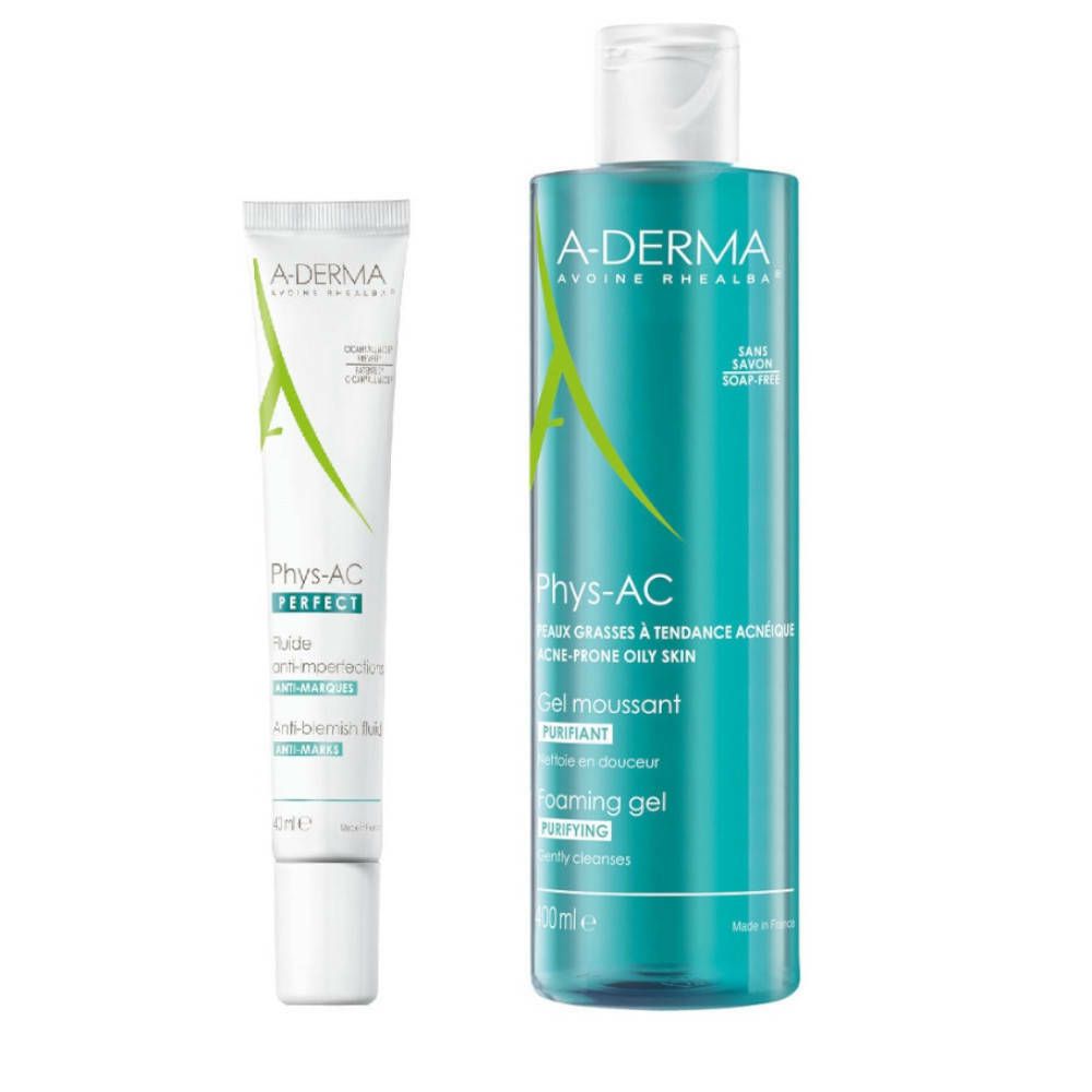 A-Derma Phys-AC Perfect Anti-Hautunreinheiten Fluid + Schäumendes Reinigungsgel