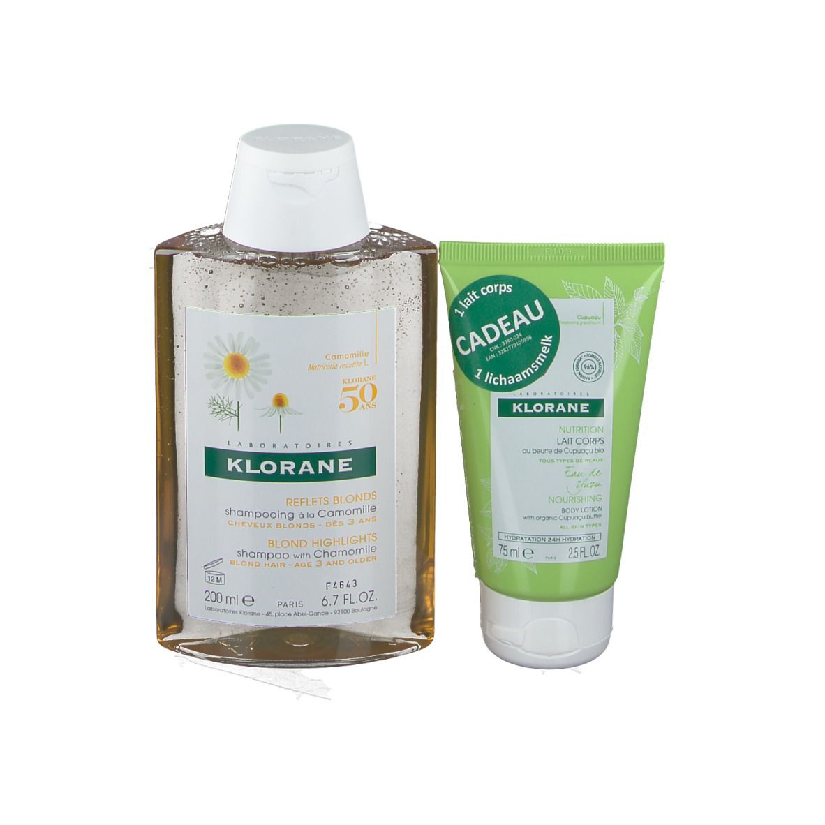 KLORANE Shampoo mit Kamillenextrakt + KLORANE nährende Körperlotion Yuzuwasser