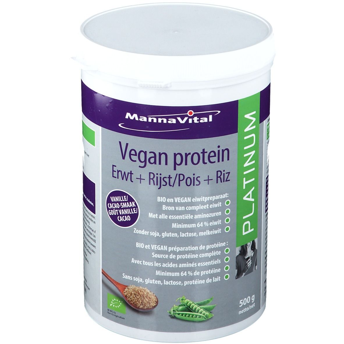 MannaVital VEGAN PROTEIN Erbsen + Reis PLATINUM
