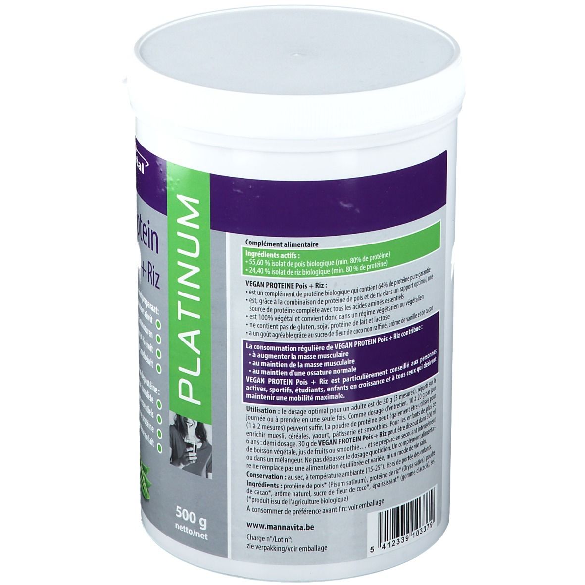 MannaVital VEGAN PROTEIN Erbsen + Reis PLATINUM
