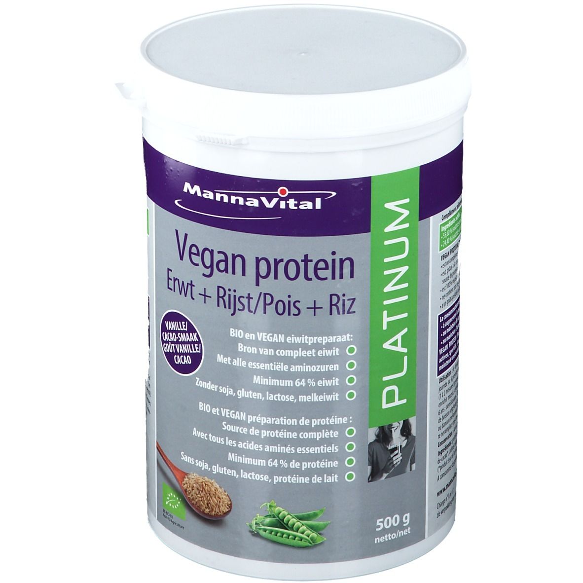 MannaVital VEGAN PROTEIN Erbsen + Reis PLATINUM