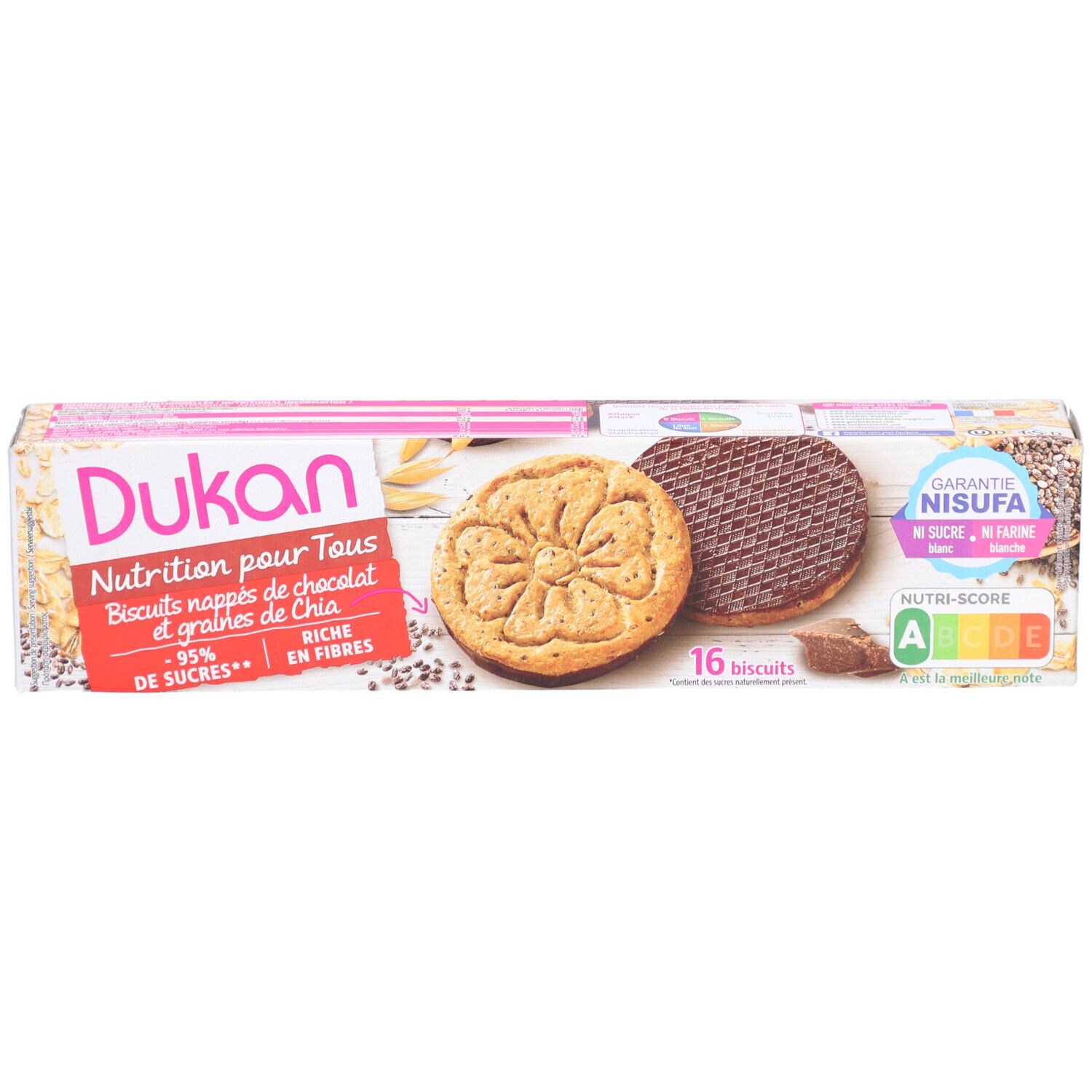 Dukan® Biscuits nappés de chocolat et graines de Chia