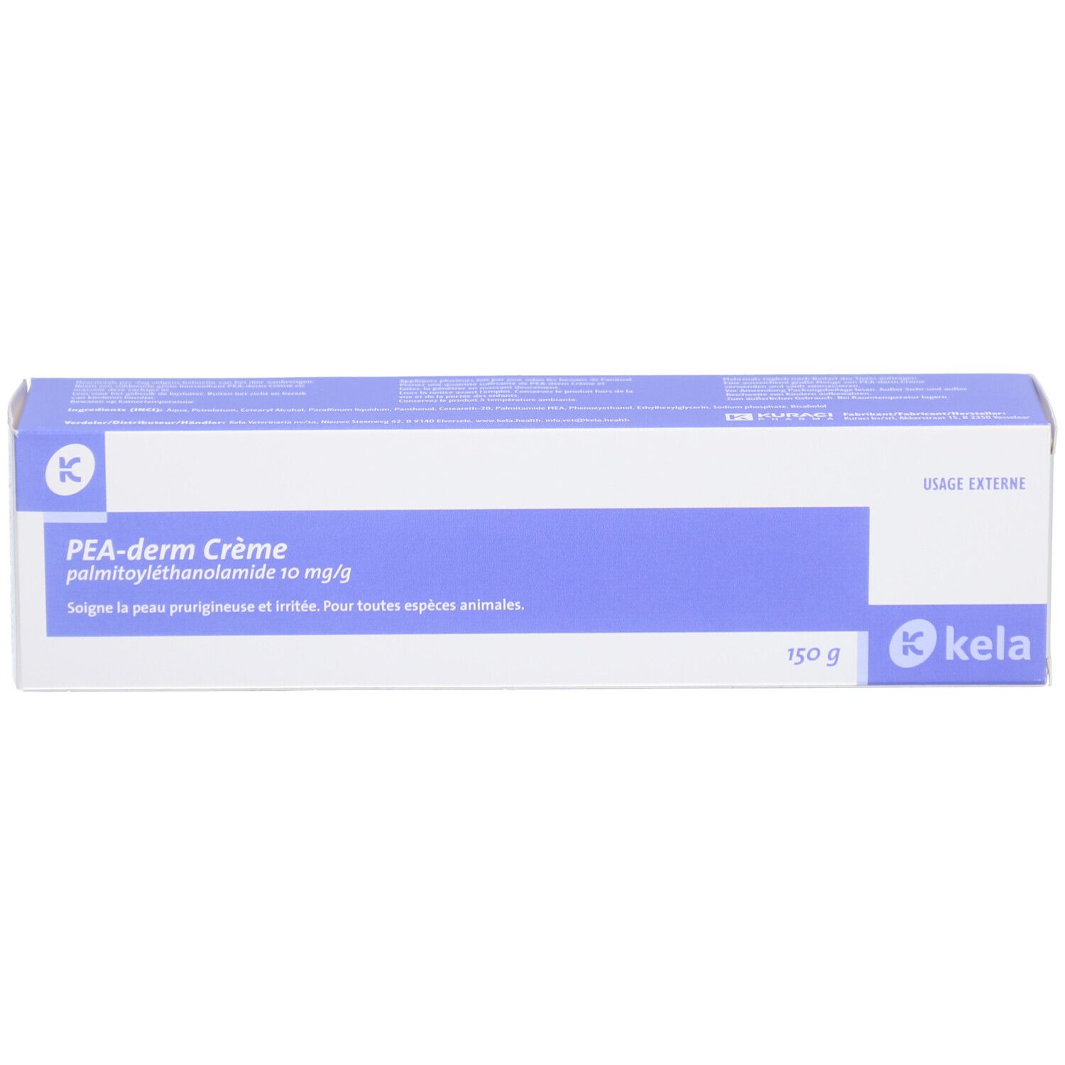 Kasten mit PEA-derm Creme, 150g. Enthält Palmitoylethanolamid 10 mg/g.