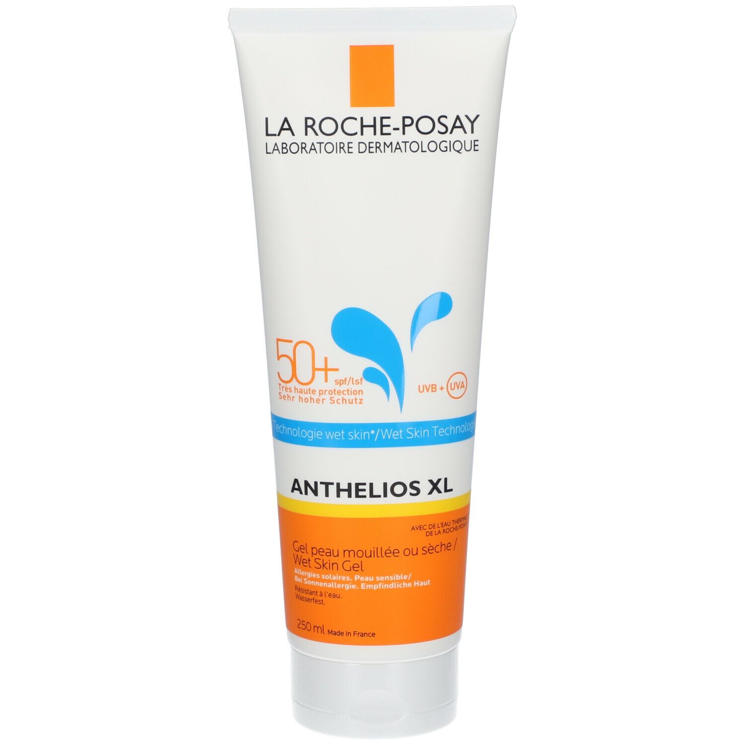 Anthelios Crème Solaire en Gel Peau Mouillée Wet Skin Corps SPF50+ Avec Parfum 250 ml