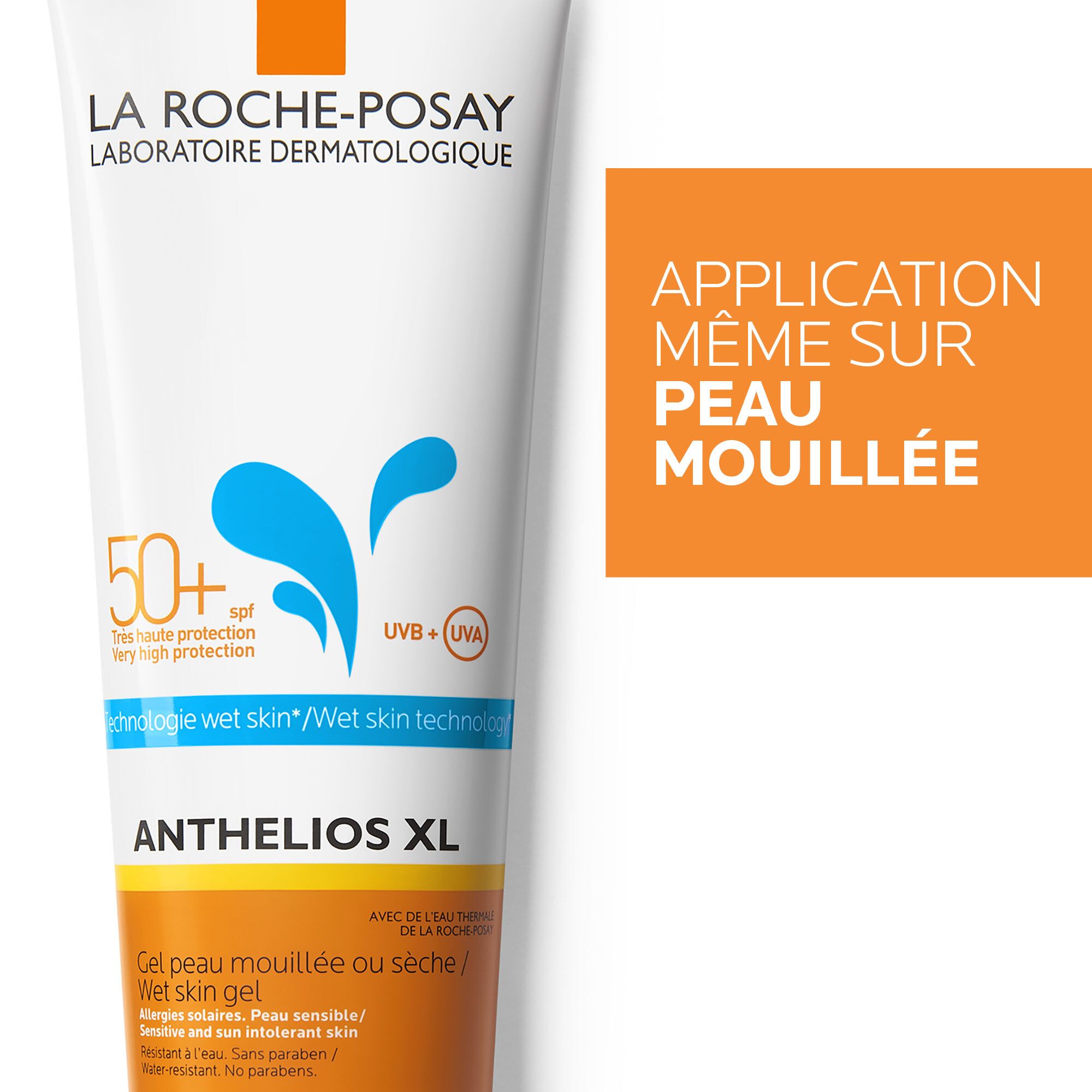 Anthelios Crème Solaire en Gel Peau Mouillée Wet Skin Corps SPF50+ Avec Parfum 250 ml