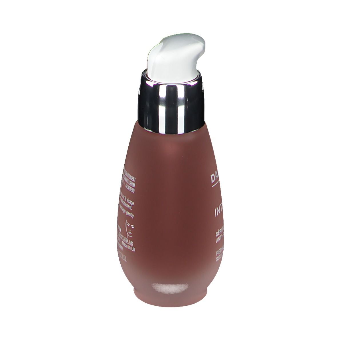 Rötungsreduzierendes Serum. Flasche mit Pumpe. Marke DARPHIN, Produktname INTRAL. Text: Sérum apaisant anti-rougeurs, Redness Relief Soothing Serum.