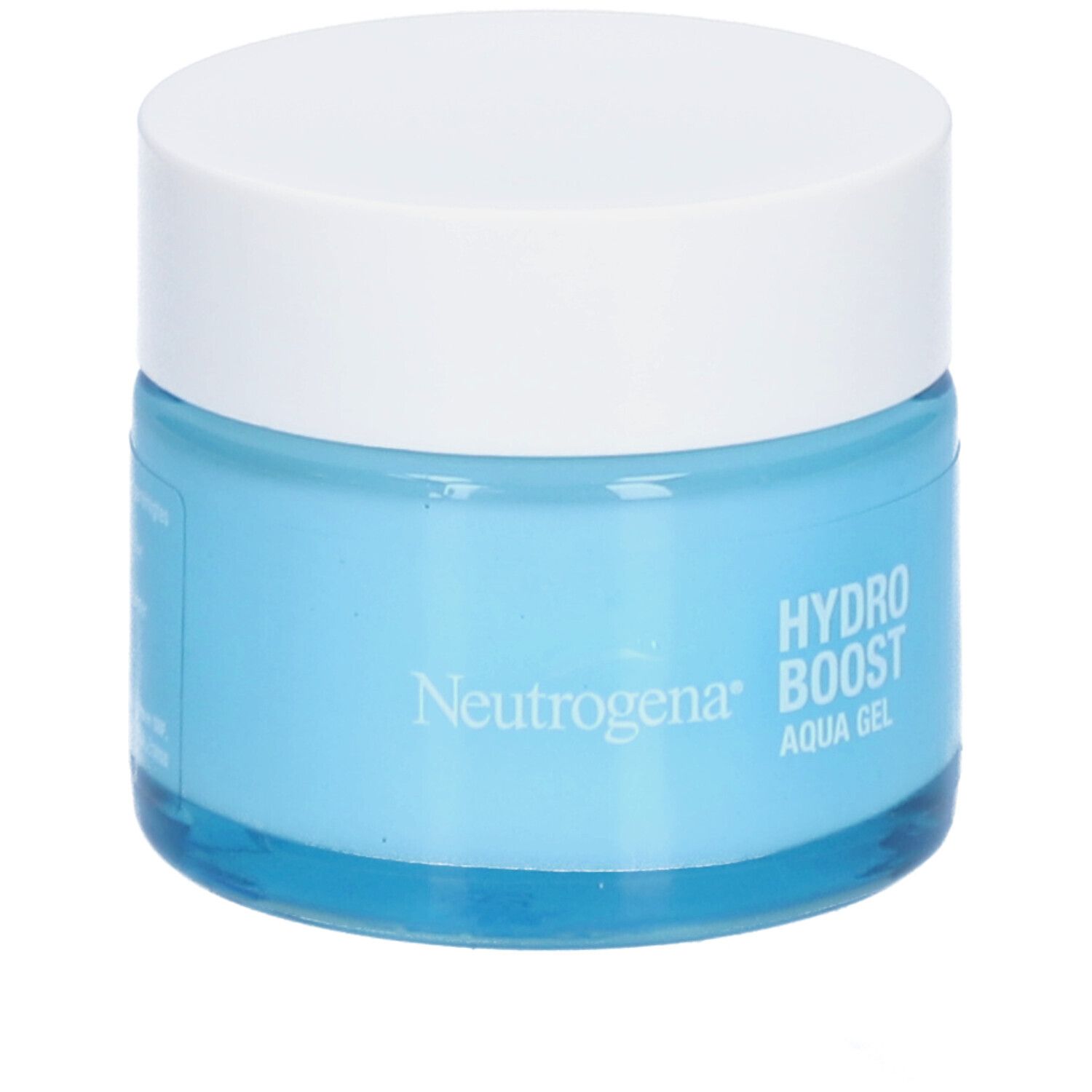 Neutrogena Hydro Boost Aqua Gel. Produkt in einem Glas mit weißem Deckel.