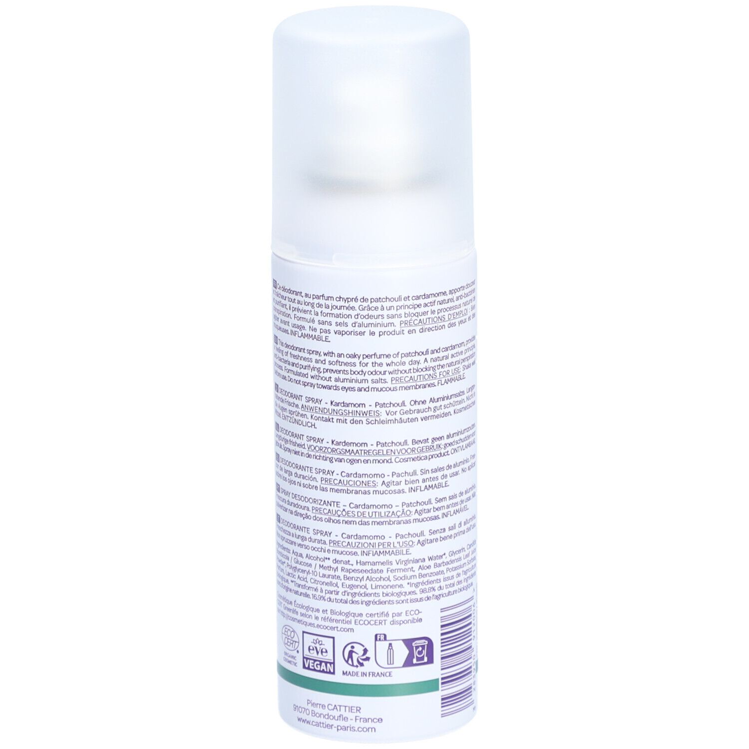 Cattier Deodorant Spray - Kardamom & Patchouli