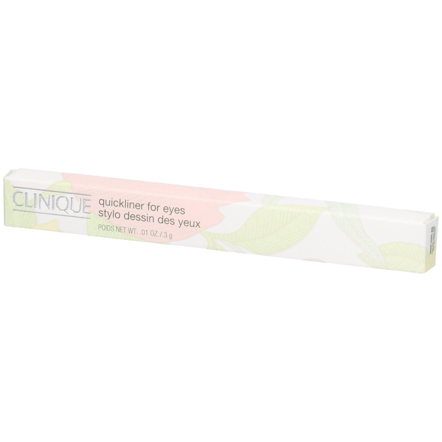 Emballage Clinique Quickliner for Eyes Smoky Brown avec motif floral.