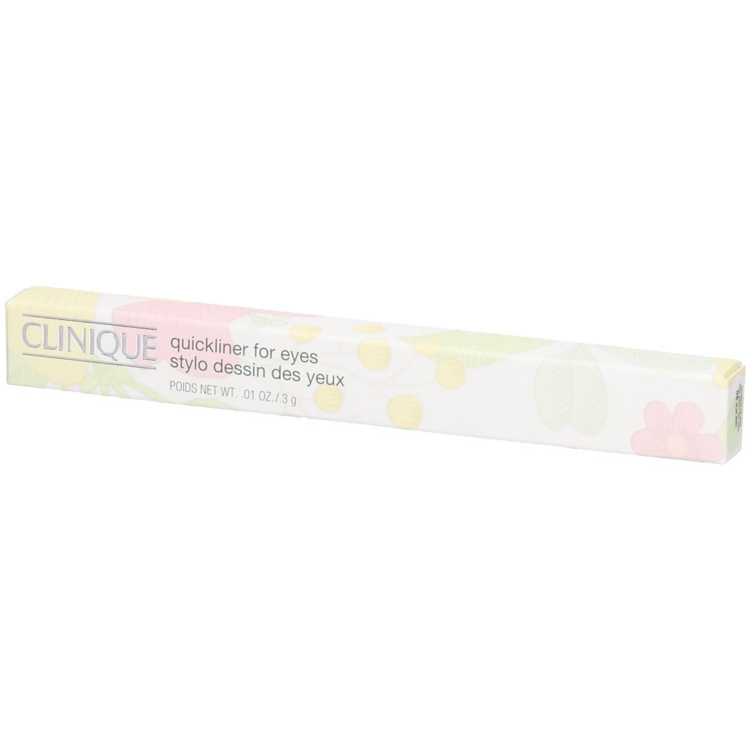 Clinique Quickliner for Eyes Stiftverpackung, floral bedruckt.