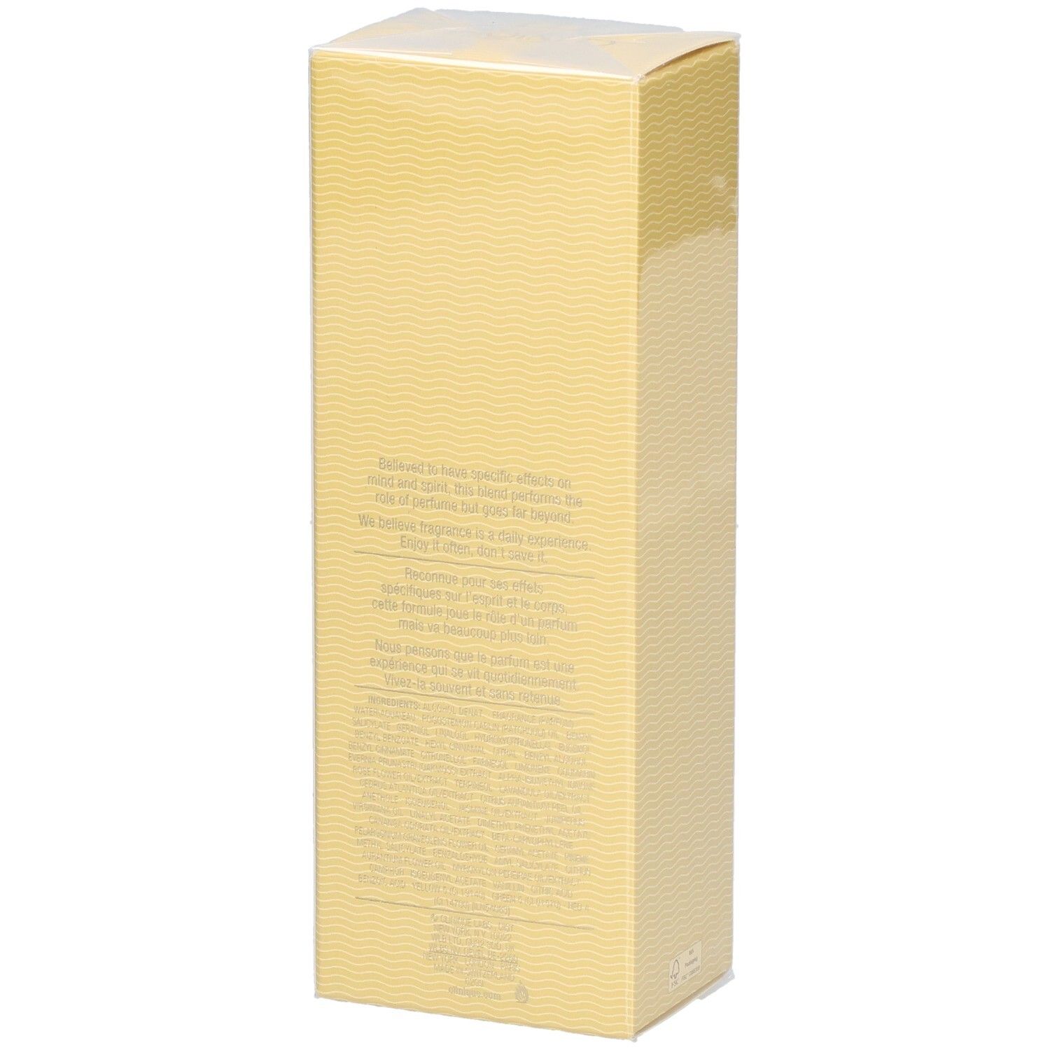 Clinique Aromatics Elixir Parfum Spray 100 ml, dos avec texte.