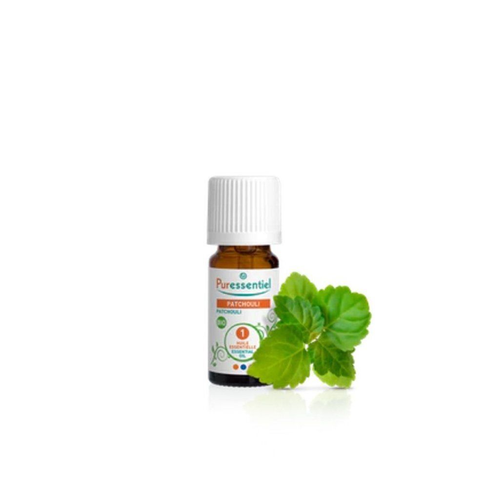 Flacon et boîte de Puressentiel Huile essentielle Patchouli.