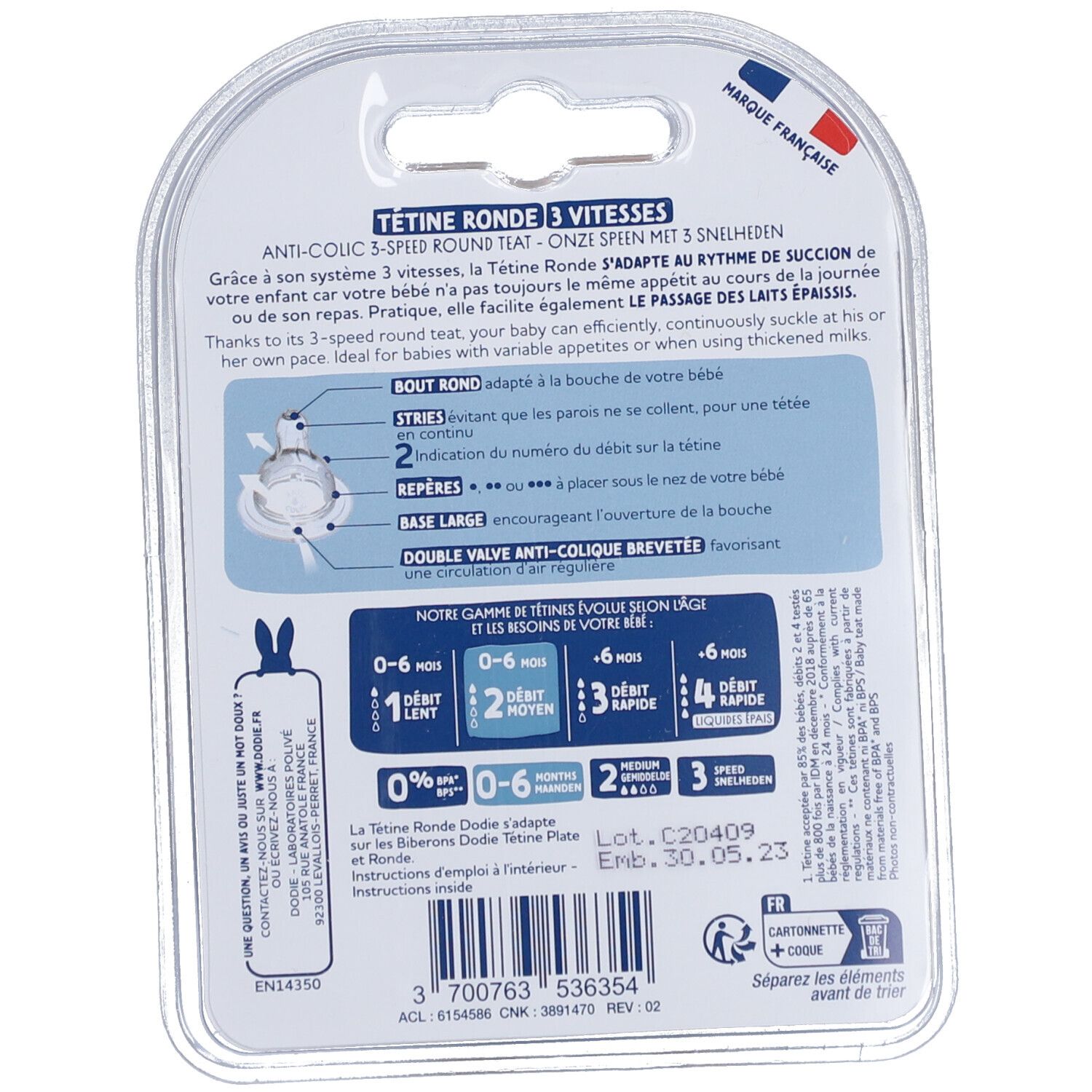 dodie® Initiation+ tétine anti-coliques 0-6 mois