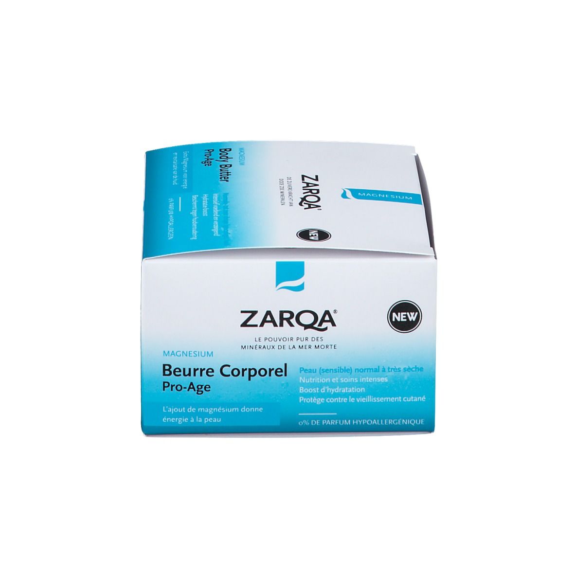 Karton mit ZARQA Logo und Produktbezeichnung: Beurre Corporel Pro-Age.