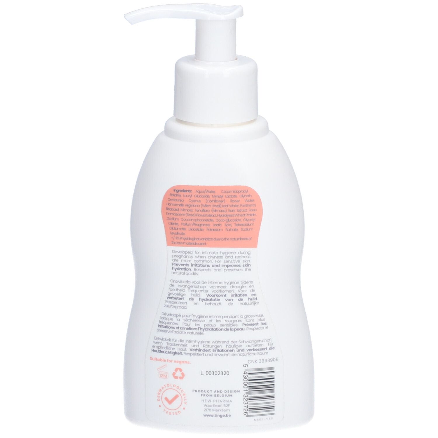 Tinge for Moms Intim Waschcreme, Seitenansicht.