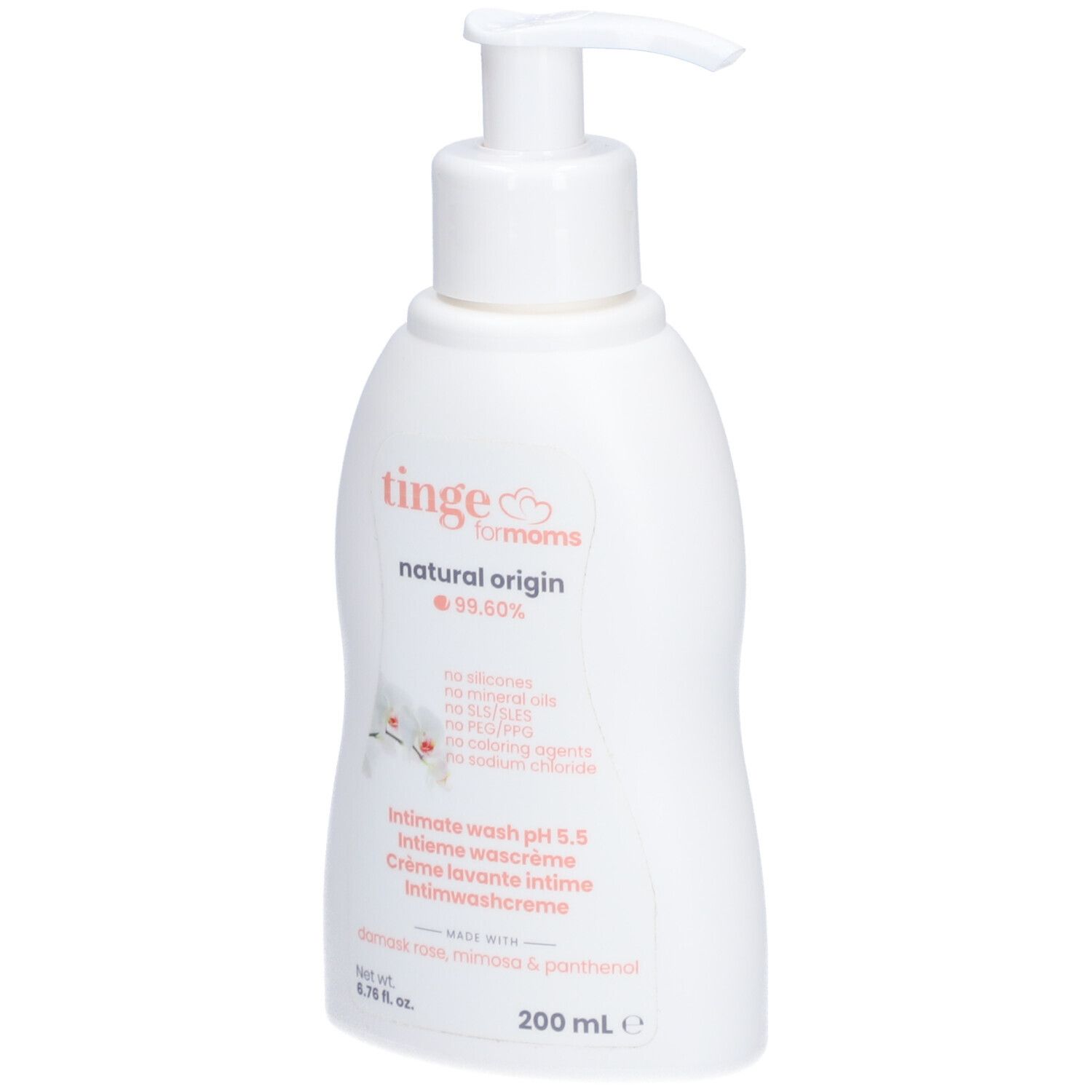 Tinge for Moms Intim Waschcreme auf einem Nachttisch.