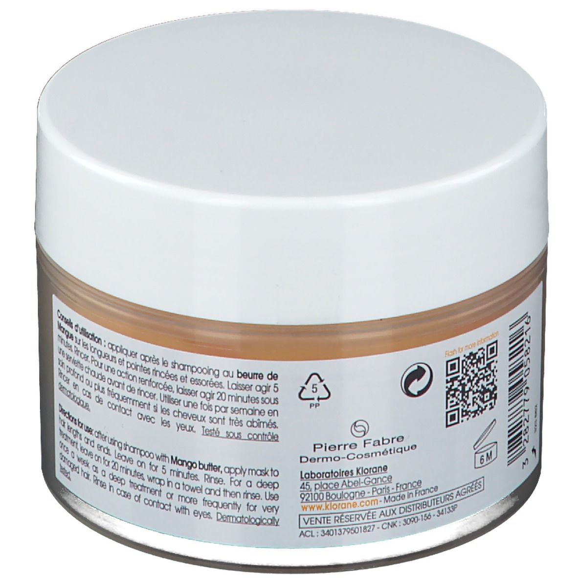 Klorane Nutrition & Réparation Masque au beurre de Mangue BIO