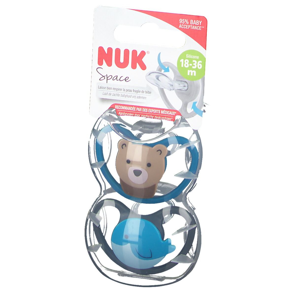 NUK Space Schnuller Silikon blau-grau 18-36 Monate