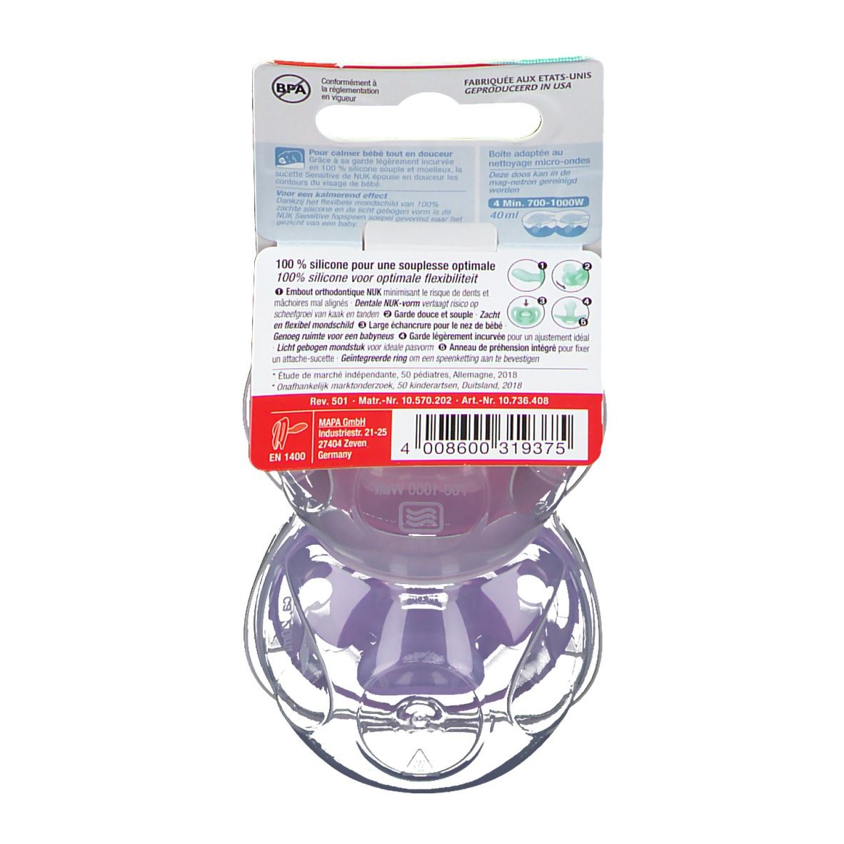 NUK Sensitive Pacifier Girl 6-18 Monate