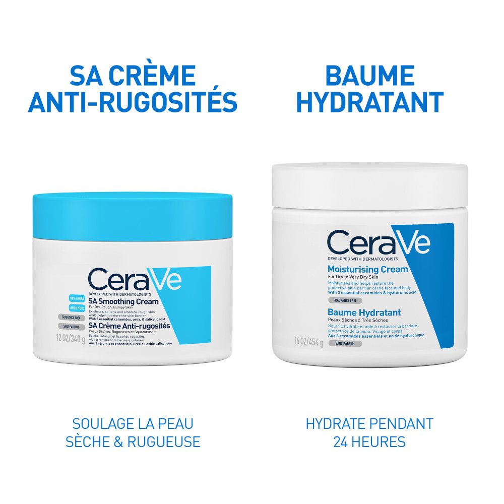 CeraVe SA Crème Anti-rugosités pour les peaux très sèches, rugueuses 177 ml