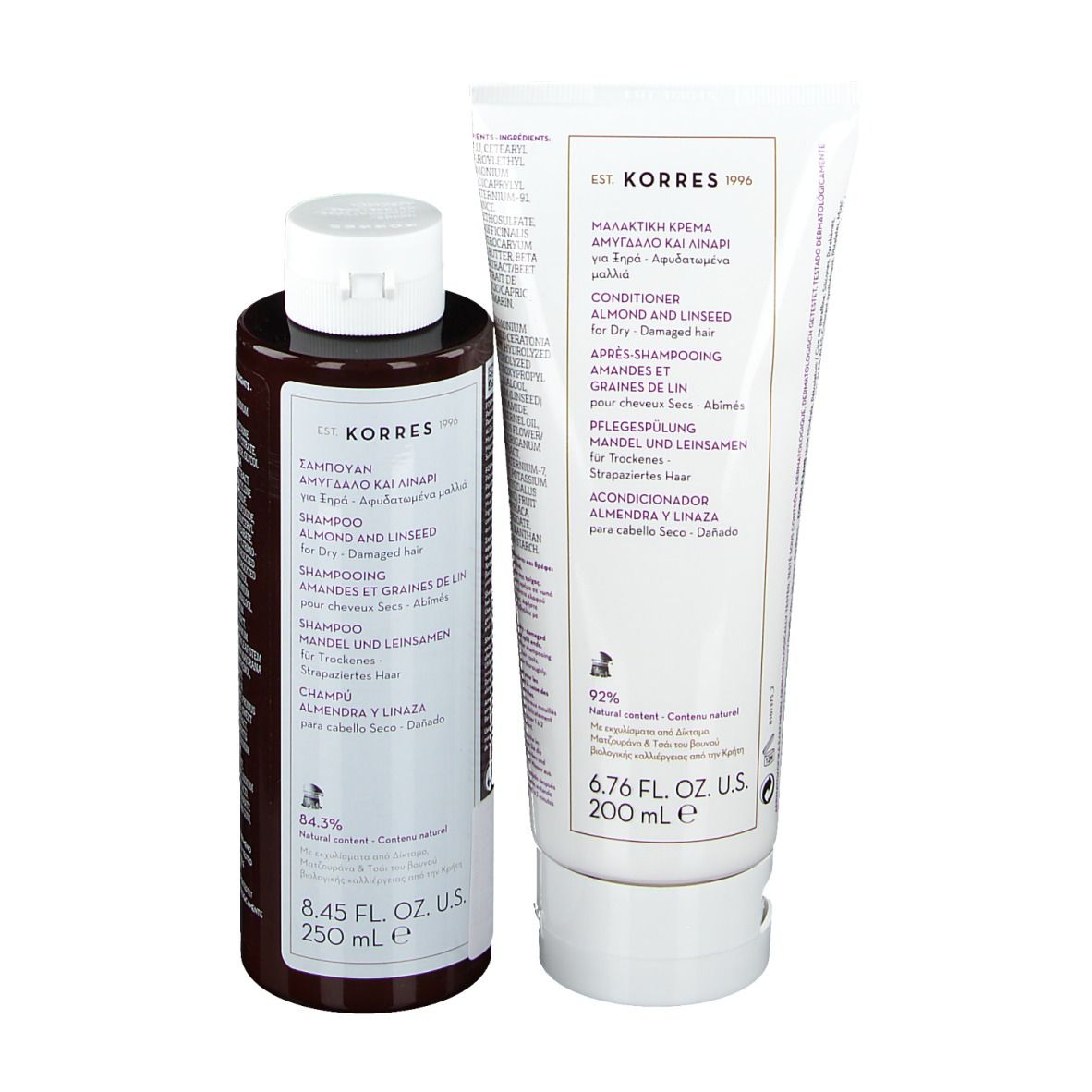 KORRES Shampooing & réparateur Amandes et graines de lin
