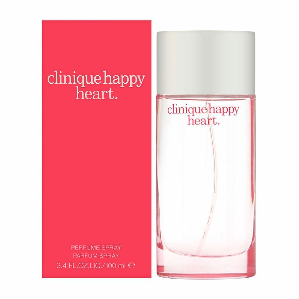 Clinique Happy Heart Eau de Parfum Spray et boîte rose. 3.4 FL.OZ.LIQ./100 ml.