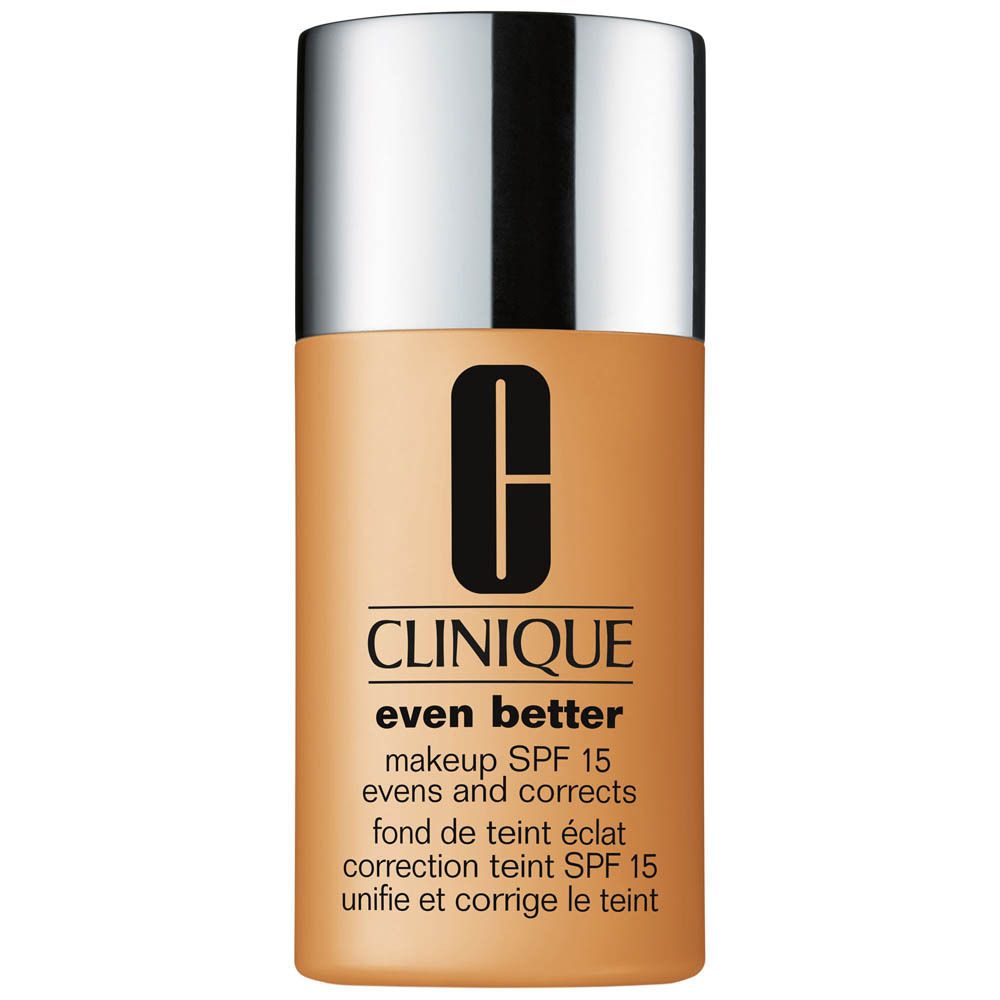Clinique Even Better Make-up SPF 15 Flasche und mehrere kleine Tiegel mit verschiedenen Farbtönen.