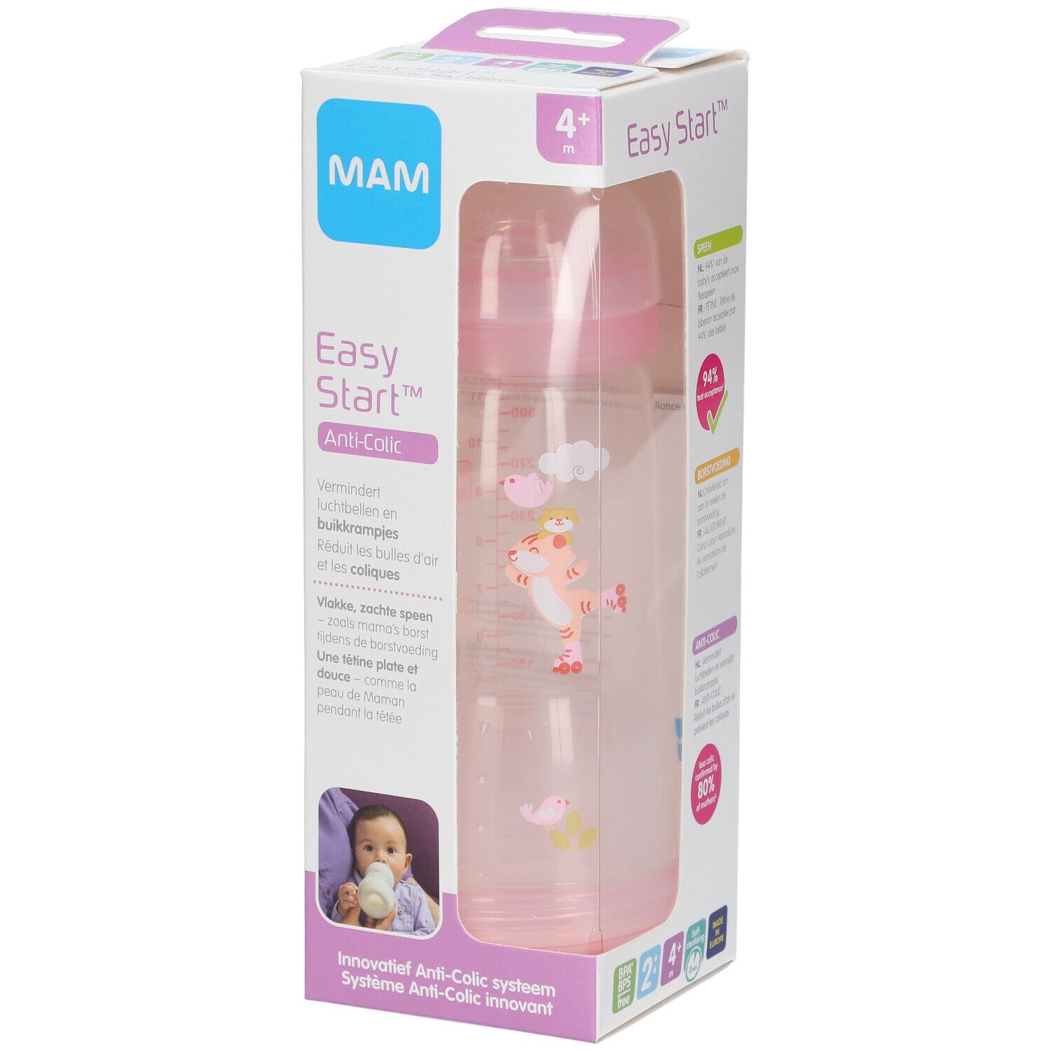 MAM Biberon Easy Start™ anti-colique 320 ml +6 mois (Couleur non selectionnable)