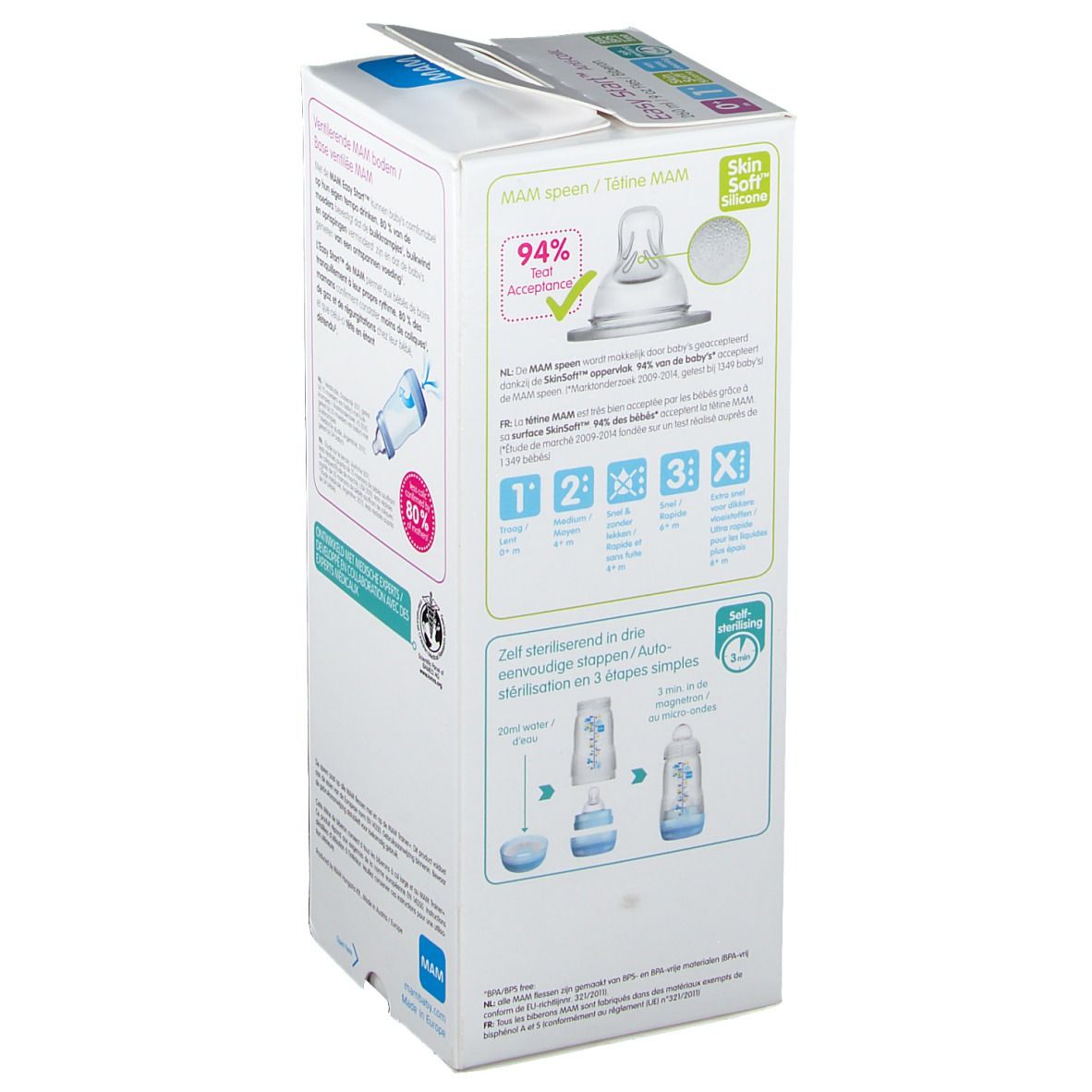  MAM Biberon Easy Start™ anti-colique 260 ml +0 mois (Couleur non selectionnable)