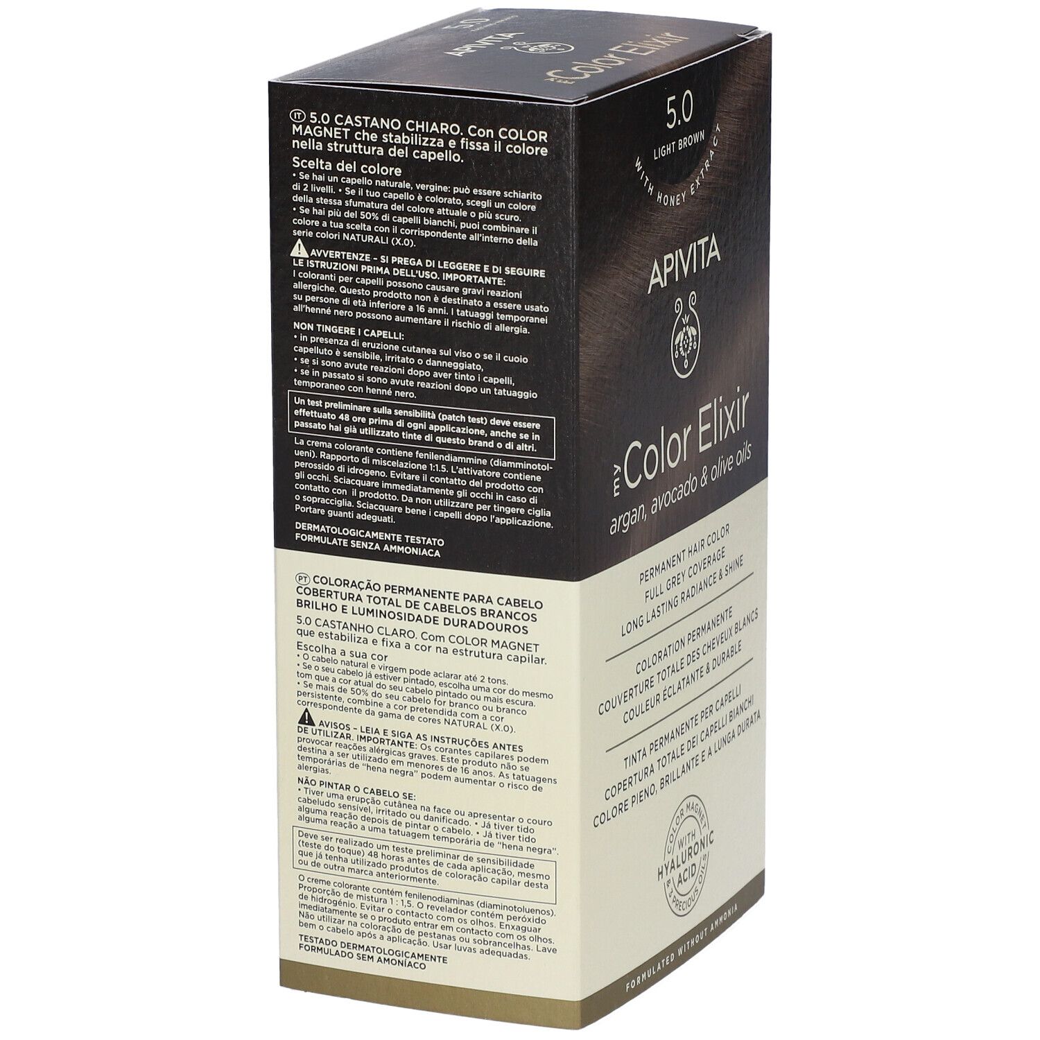Apivita Color Elixir Haarfärbung, Hellbraun 5.0, mit Argan-, Avocado- und Olivenöl.
