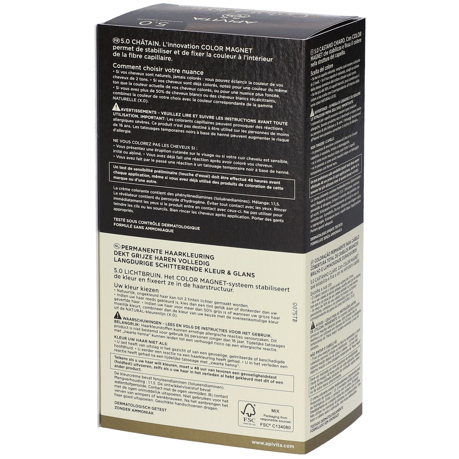 Packung permanente Haarfarbe 5.0 Hellbraun mit Color Magnet System für Glanz.