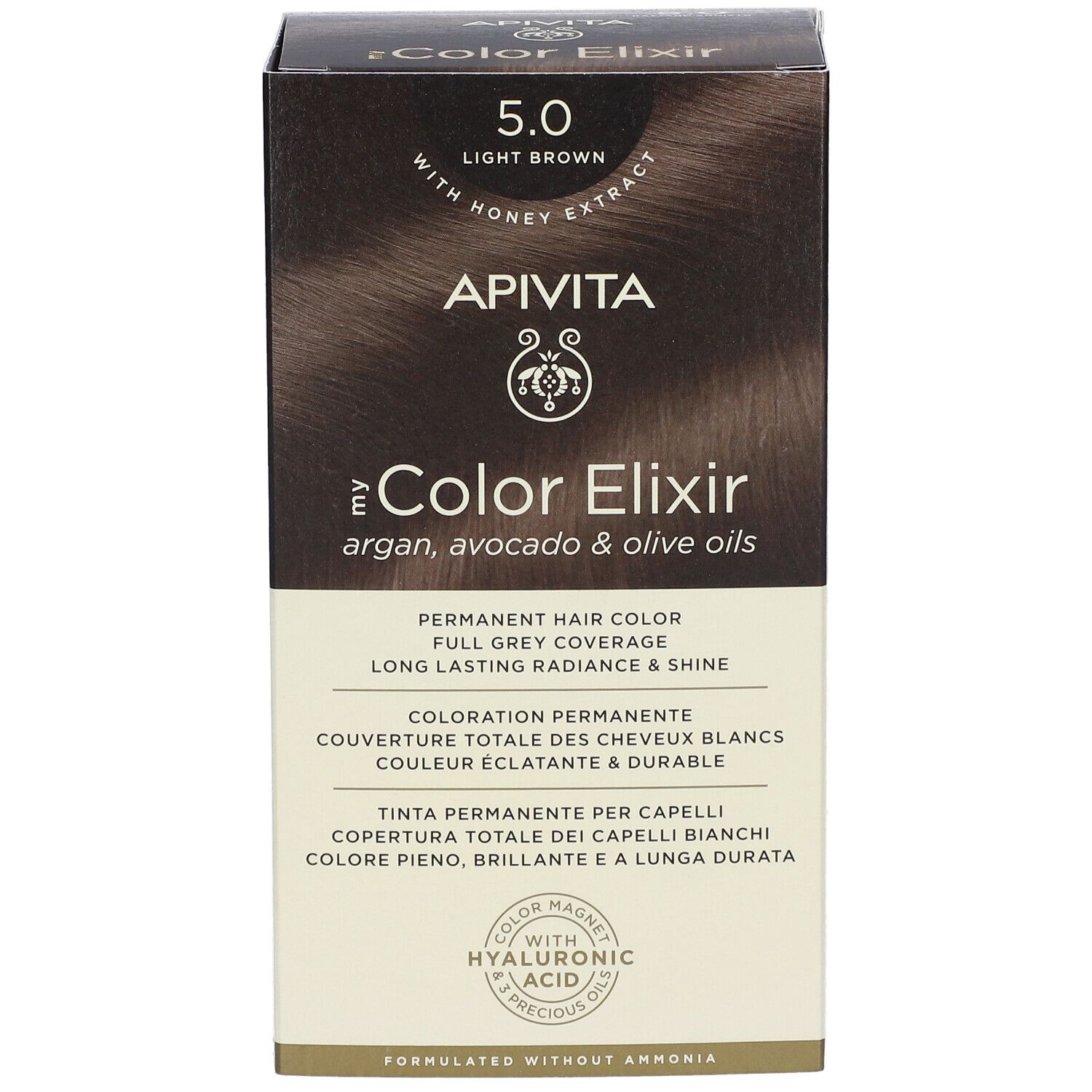 API VITA Color Elixir 5.0 Hellbraun permanente Haarfarbe mit Honigextrakt, Argan-, Avocado- und Olivenölen.