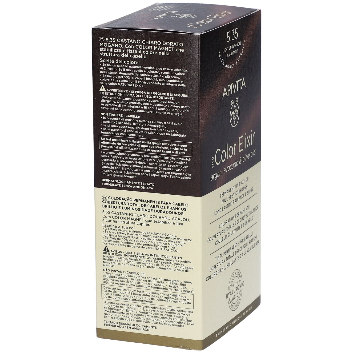 Apivita Color Elixir Haarfarben-Box, Farbton 5.35 Hellgoldbraun.