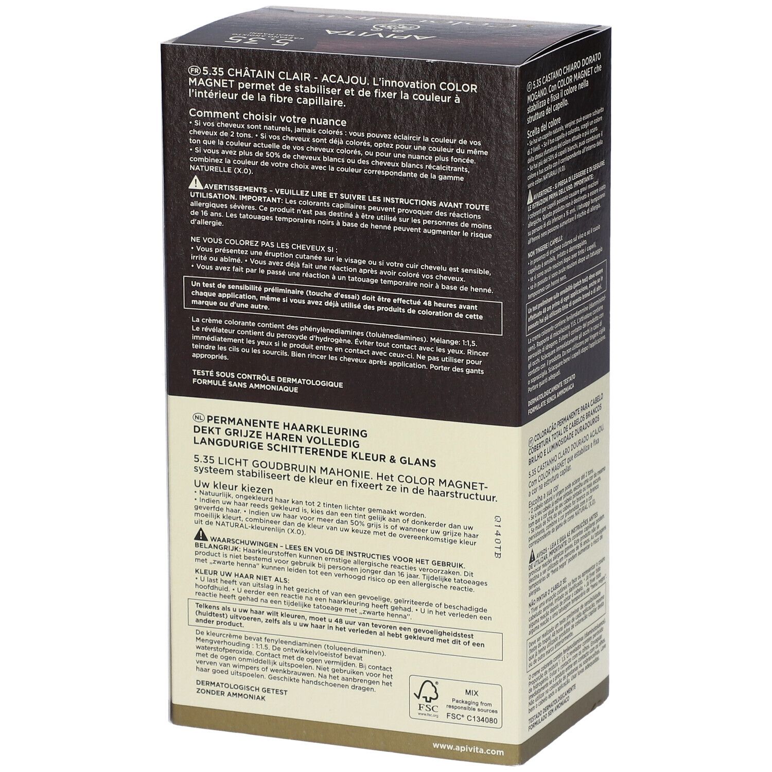 Verpackung für permanente Haarfarbe S.35 Hellgoldbraun Mahagoni.