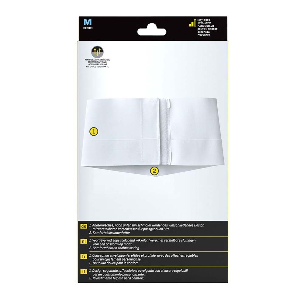 Bauchbandage. Verpackung mit Produktabbildung. Größe M. Mittlerer Stützgrad. Marke Futuro.