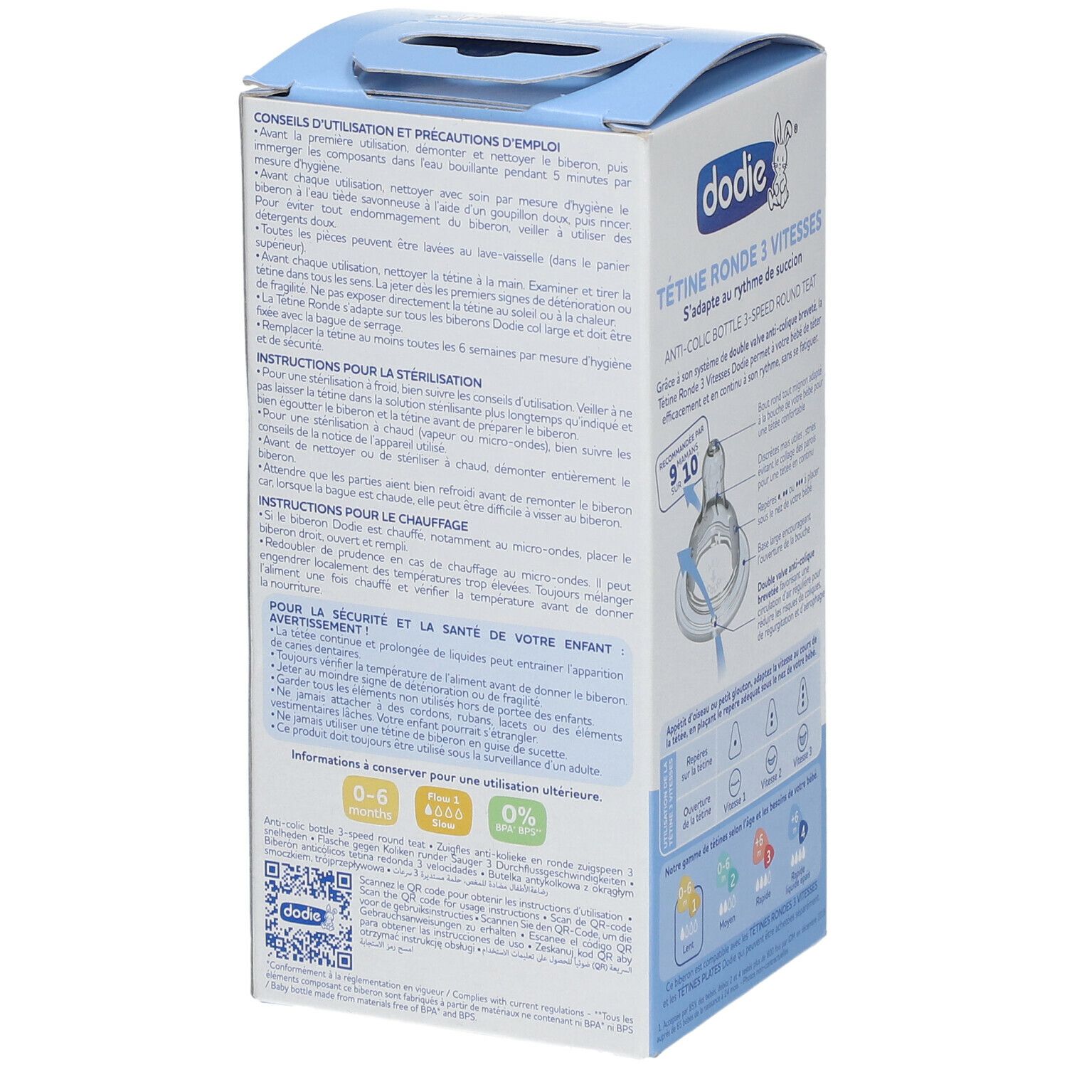 DODIE Anti-Kolik Flasche Rundsauger 3 Geschwindigkeiten 0-6 Monate
