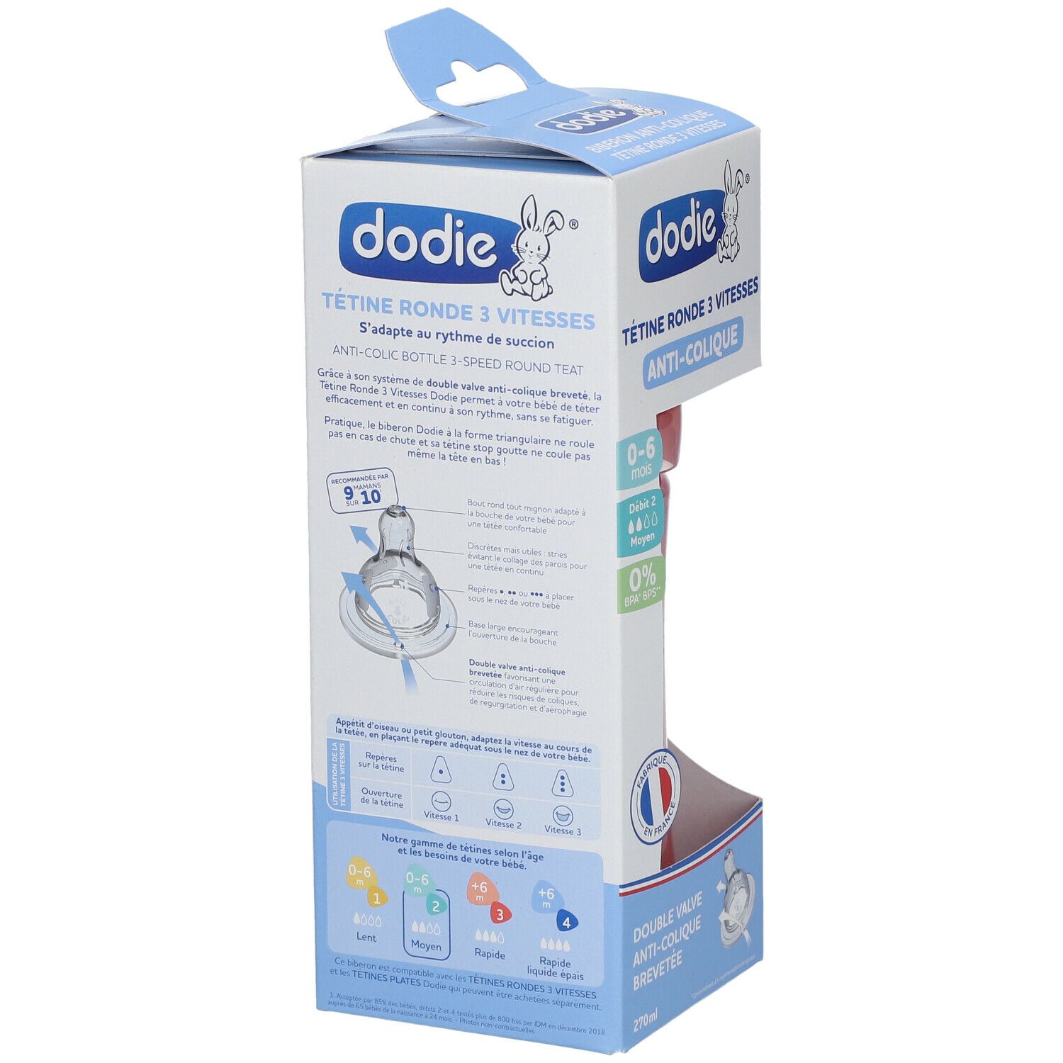 dodie® Biberon Initiation+ Rose 0-6 mois