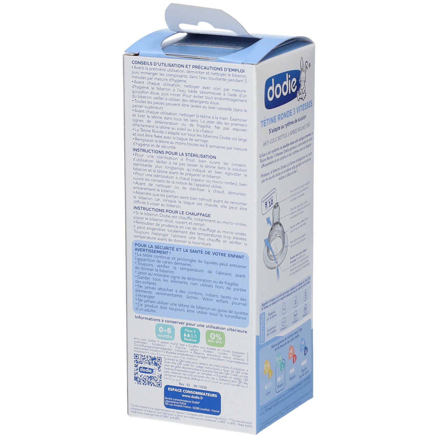 dodie® Biberon Initiation+ Rose 0-6 mois