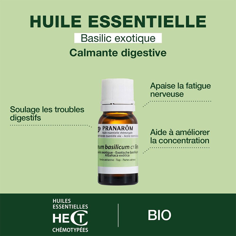 Basilic exotique. Calme la digestion, apaise la fatigue nerveuse et améliore la concentration. Bio.