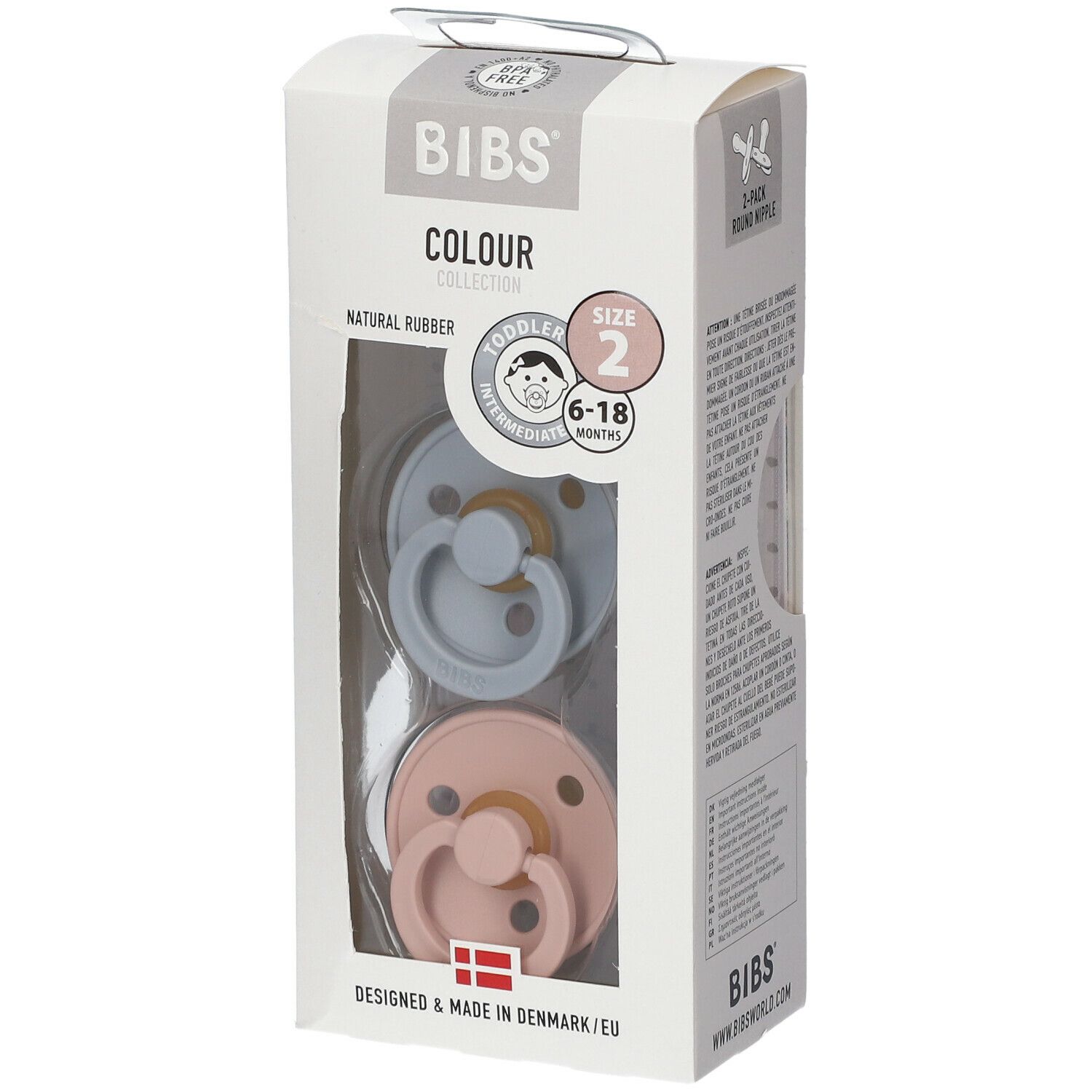 BIBS® BIBS COULEUR Tétines Nuage - Rose 6 - 18 mois Taille 2