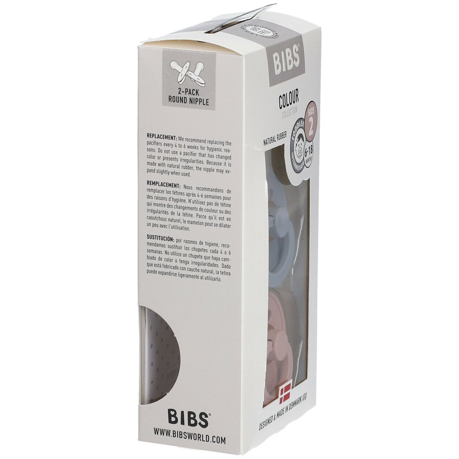 BIBS® BIBS COULEUR Tétines Nuage - Rose 6 - 18 mois Taille 2