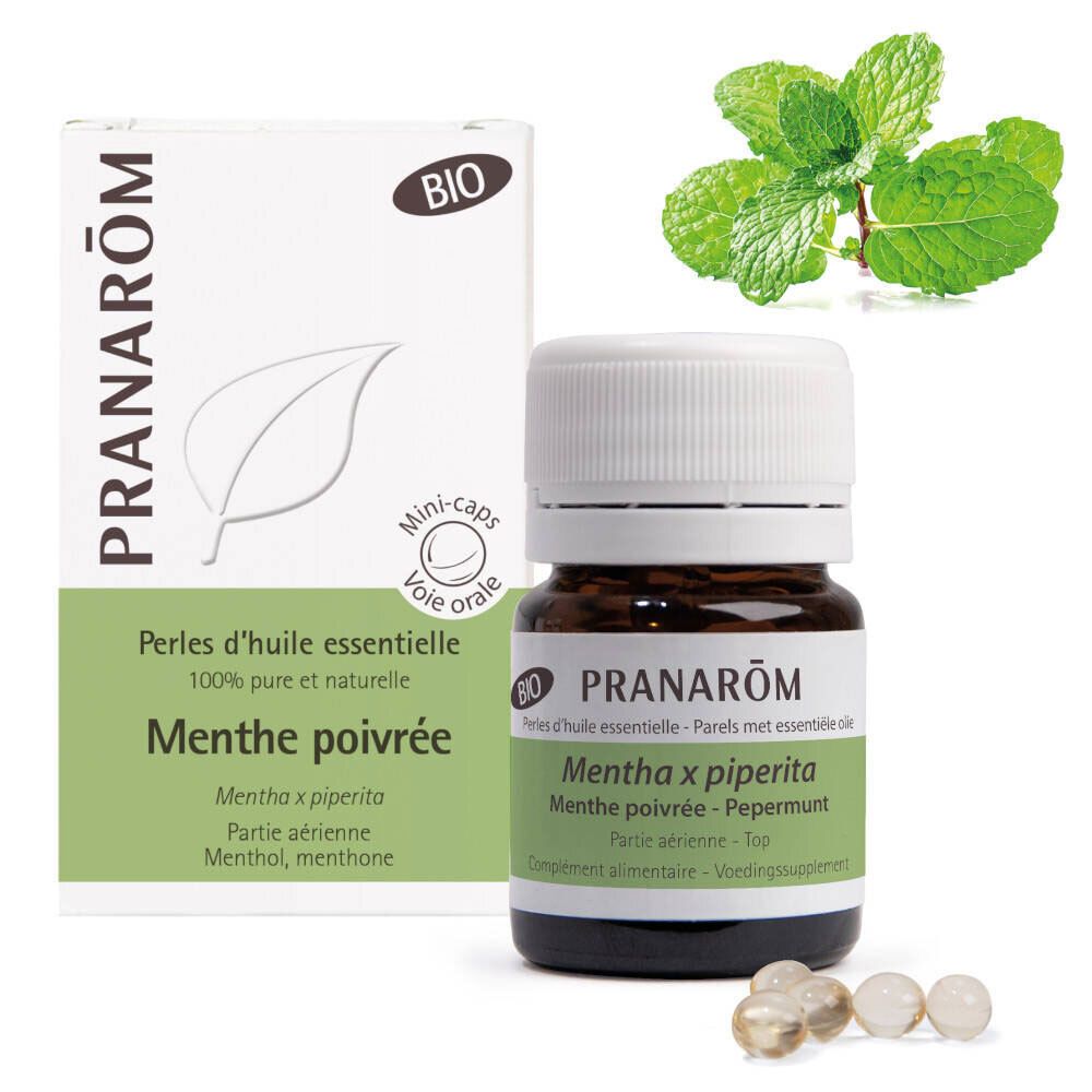 PRANARÔM - Perles Menthe Poivrée Bio - Mini-Capsules Prédosées À L’Huile Essentielle - Digestion - 100 % Pure Et Naturelle - HECT - 60 Perles