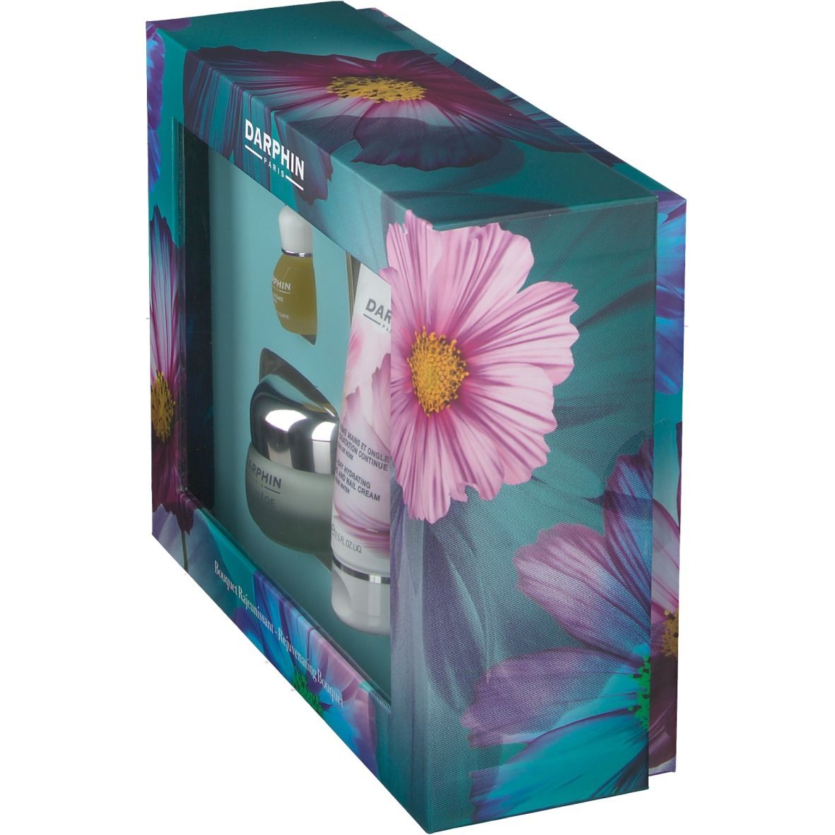 Coffret cadeau fleuri avec fenêtre. Contient des produits. Marque DARPHIN.