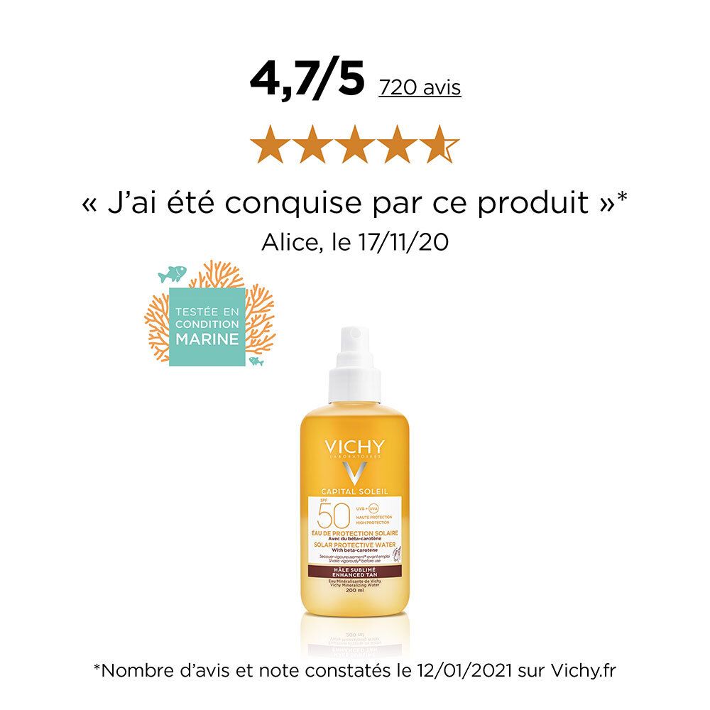 Capital Soleil Eau de protection solaire hâle sublimé SPF50