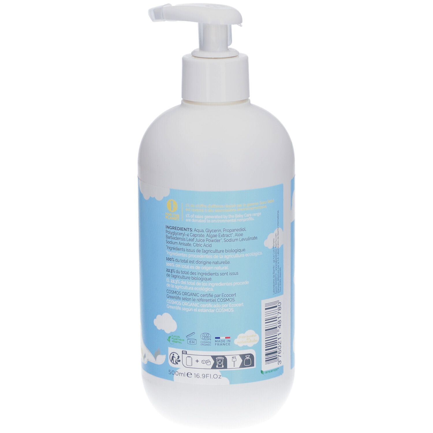 Laboratoires de BIARRITZ ALGA NATIS® - Soins Bébé Eau Nettoyante certifiée Bio
