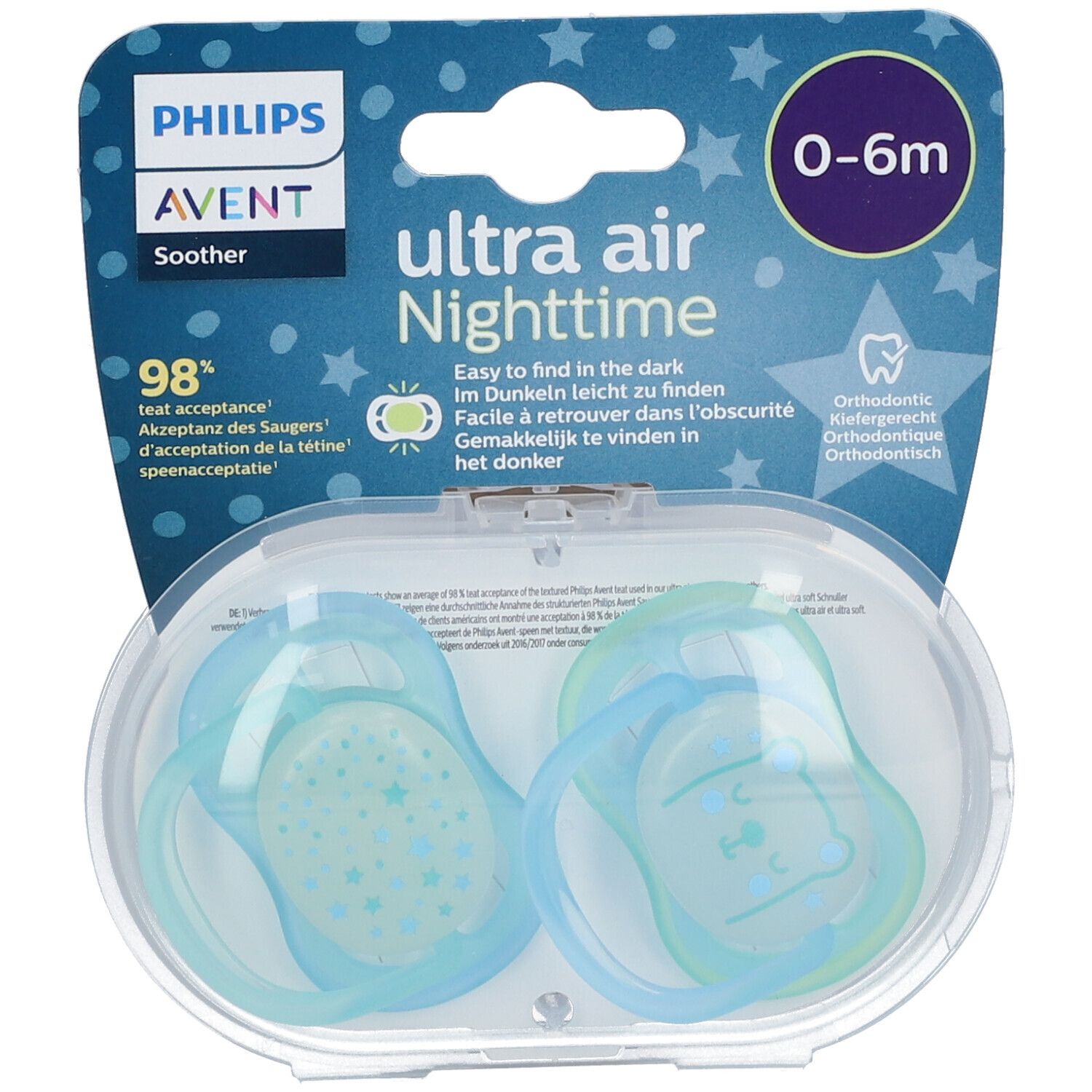 Avent Soother Ultra Air Night 0-6 Monate (Farbe nicht wählbar)